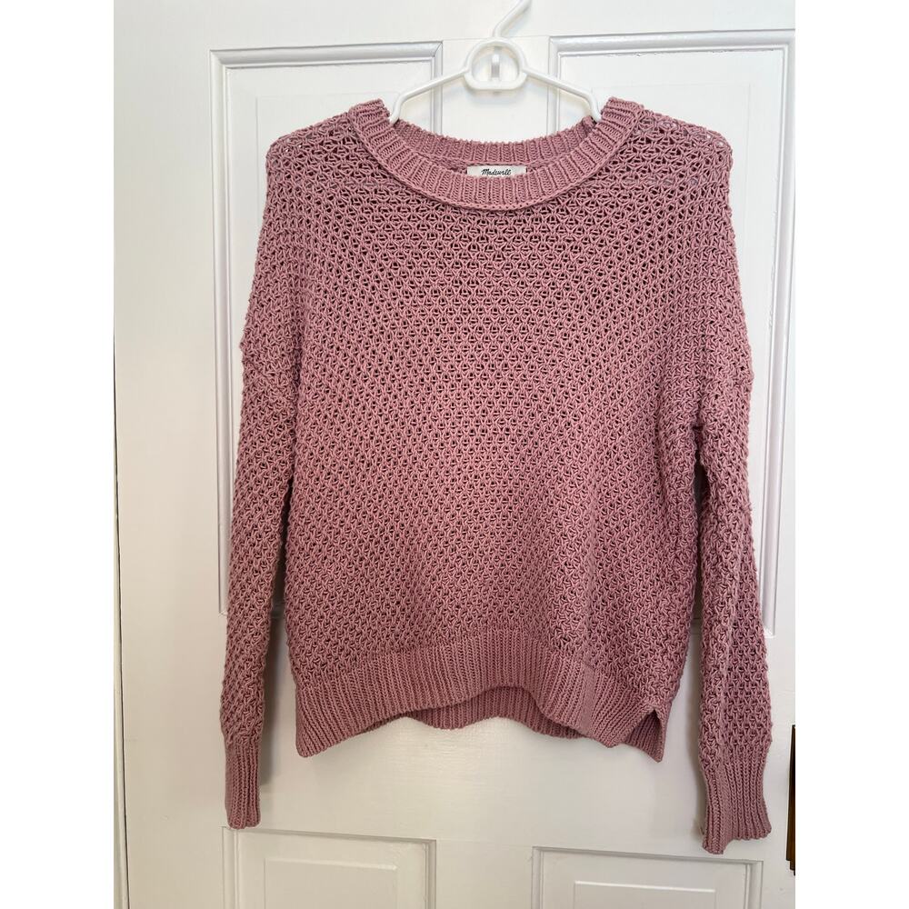Madewell French Quarter Pullover Sweater Crewneck Blush Pink Textural Stitch XXS